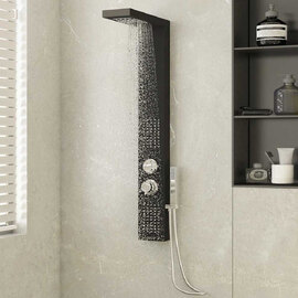 Appleton 4 Modes Shower Panel System With Shower Kit 1140mm Height - Black