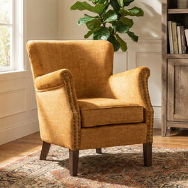 Aquarii Fabric Bedroom Chair in Amber