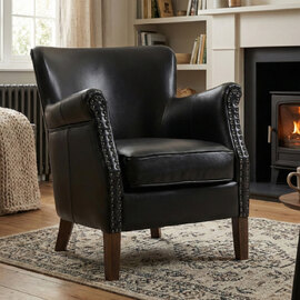 Aquarii Leather Air Bedroom Chair in Black