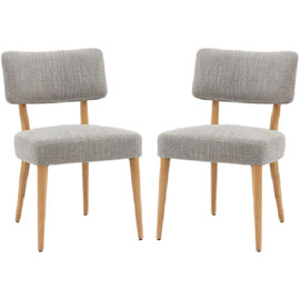 Arcadia Grey Fabric Dining Chairs With Wooden Frame In Pair
