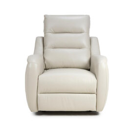Arcata Faux Leather Electric Recliner 1 Seater Sofa In Chalk