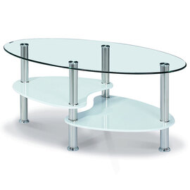 Archet Clear Glass Coffee Table With White Gloss Shelves