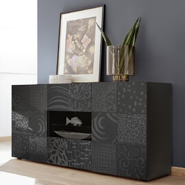 Ardent High Gloss Sideboard With 2 Doors 2 Drawers In Grey