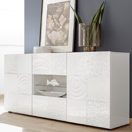 Ardent High Gloss Sideboard With 2 Doors 2 Drawers In White