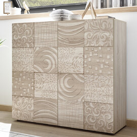 Ardent Wooden Highboard With 2 Doors In Sonoma Oak