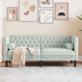 Ardino Velvet 2 Seater Sofa In Light Grey
