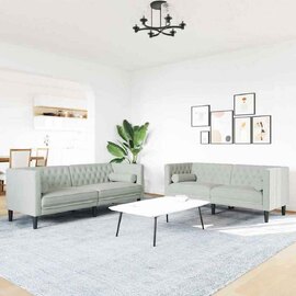Ardino Velvet 3+2 Sofa Set In Light Grey