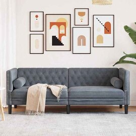 Ardino Velvet 3 Seater Sofa In Dark Grey
