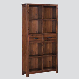 Areli Wooden Bookcase With 2 Drawers In Dark Brown