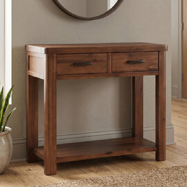 Areli Wooden Console Table With 2 Drawers In Dark Brown