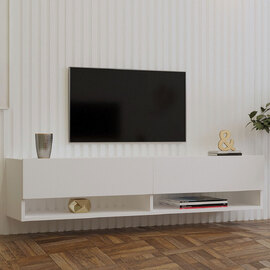 Arges Wooden Wall Mounted TV Stand in White