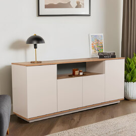Arista Wooden Console Table in Cashmere and Atlantic Pine