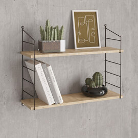 Arizona Wooden Wall Shelf with 2 Shelves in Oak