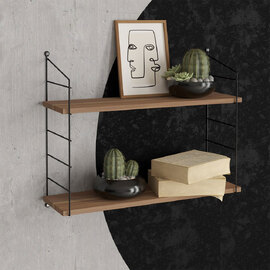 Arizona Wooden Wall Shelf with 2 Shelves in Walnut