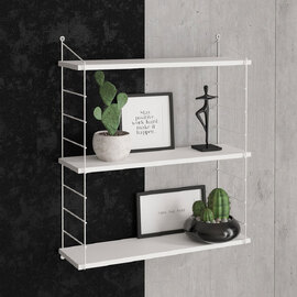Arizona Wooden Wall Shelf with 3 Shelves in Shiny White