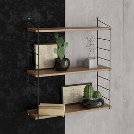 Arizona Wooden Wall Shelf with 3 Shelves in Walnut