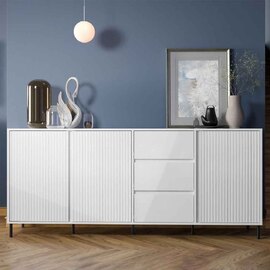 Arkley High Gloss Sideboard With 3 Doors 3 Drawers In Alpine White