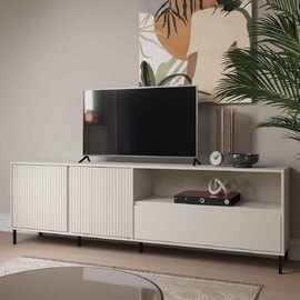 Arkley Large Wooden TV Stand With 2 Doors In Cashmere