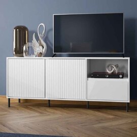 Arkley Small High Gloss TV Stand With 2 Doors In Alpine White