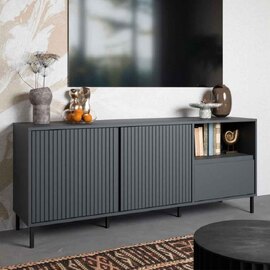 Arkley Small Wooden TV Stand With 2 Doors In Anthracite