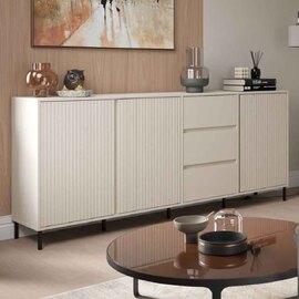 Arkley Wooden Sideboard With 3 Doors 3 Drawers In Cashmere