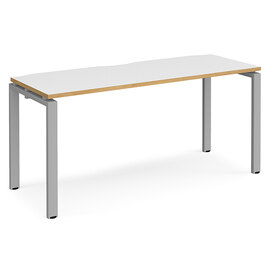 Arkos 1600mm Computer Desk In White And Oak With Silver Legs