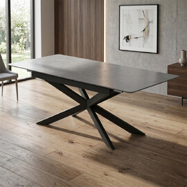 Arles Sintered Stone Extending Dining Table In Dark Grey