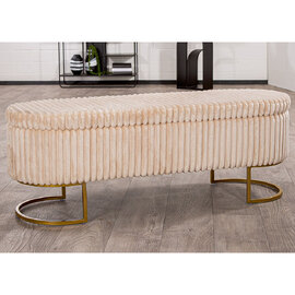 Arlington Fabric Ottoman With Metal Legs In Beige