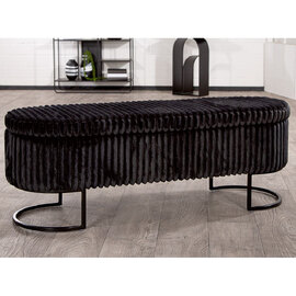 Arlington Fabric Ottoman With Metal Legs In Black