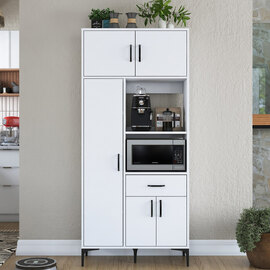 Arlivo Wooden Coffee Station Cabinets with 5 Doors in White