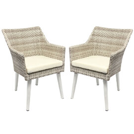 Arlo Cream Rattan Dining Chairs In Pair