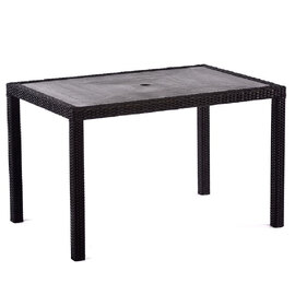 Arlo Grey Polyresin Rectangular Dining Table With Black Weave