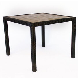 Arlo Natural Polyresin Square Dining Table With Black Brown Weave