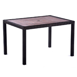 Arlo Teak Polyresin Rectangular Dining Table With Black Weave