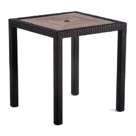 Arlo Teak Polyresin Square Dining Table With Black Weave