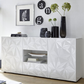 Arlon High Gloss Sideboard With 2 Doors 2 Drawers In White