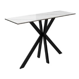 Armada Rectangular Ceramic Console Table In White Marble Effect