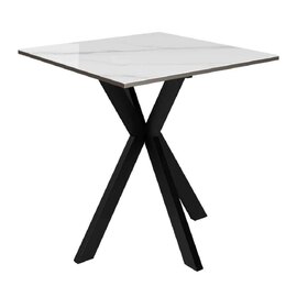 Armada Square Ceramic Side Table In White Marble Effect