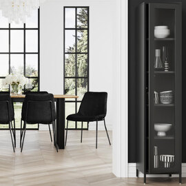 Armentia Steel Display Cabinet With 1 Glass Door - Black