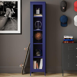 Armentia Steel Display Cabinet With 1 Glass Door - Blue