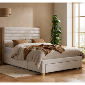 Arnhem Velvet Double Bed With 3 Drawers In Grey