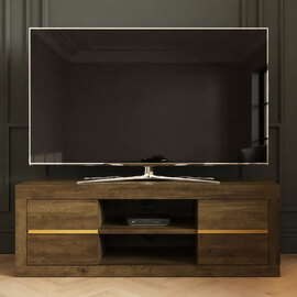 Arnhem Wooden TV Stand With 4 Drawers Knotty Oak