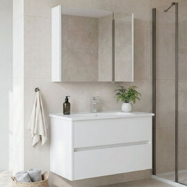 Arno Large Wooden Bathroom Furniture Set with 2 Doors 2 Drawers in White