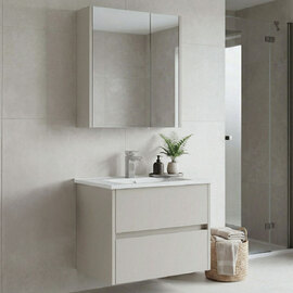 Arno Small Wooden Bathroom Furniture Set with 2 Doors 2 Drawers in Cashmere