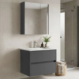 Arno Small Wooden Bathroom Furniture Set with 2 Doors 2 Drawers in Grey