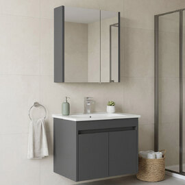 Arno Small Wooden Bathroom Furniture Set with 4 Doors in Grey