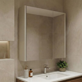 Arno Small Wooden Wall Mounted Bathroom Mirror Cabinet in Cashmere
