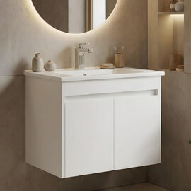Arno Small Wooden Wall Mounted Vanity Unit with 2 Doors in White