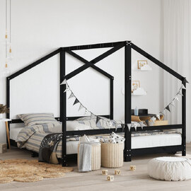 Arnold 90x190cm Kids Wooden Double Sided Daybed Frame In Black