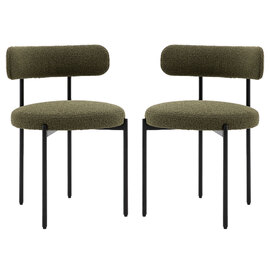 Arras Green Polyester Fabric Dining Chairs In Pair
